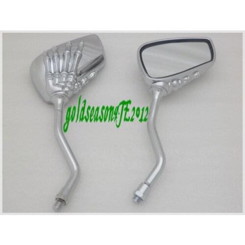 Freeshipping Chrome Skull Claw Side Rear View Mirror Motorcycle Chopper 8mm 10mm