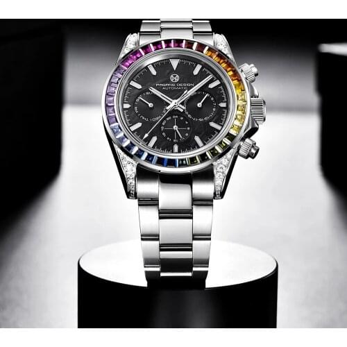 PAGRNE DESIGN Automatic Watch Top Brand Luxury Men 40mm Mechanical Wristwatch Stainless Steel Sports Waterproof Watches Business