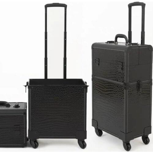 New Nail tattoo Rolling luggage,girl multifunction separable trolley suitcase,Women high quality Makeup Toolbox cosmetic case