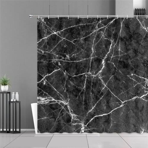 Black And White Marble Abstract Stripes Shower Curtains Waterproof Polyester Fabric Bathroom Curtains For Home Decor