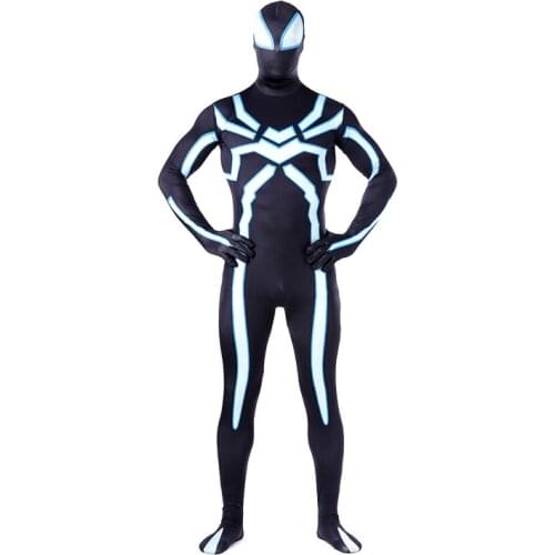 Black Halloween Costume Cosplay Conjoined Mask Christmas Carnival Tight 3D Printed Lycra Spandex Bodysuiti Zenzai for Women/Men