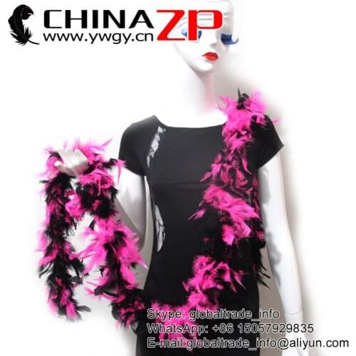 CHINAZP Factory 2yards/lot 40G Cheap Good Quality Dyed Hot Pink and Black Turkey Feather Chandelle Boas