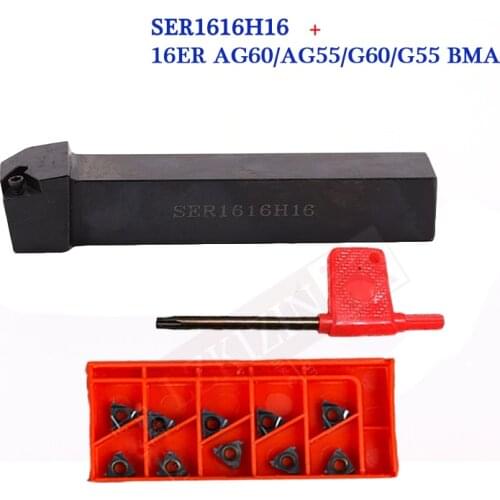1PC SER1616H16 SEL1616H16 Lathe Turning Tool Holder +16ER AG60 AG55 A60 A55 G60 G55 Carbide Inserts CNC Thread Turning Tool Sets