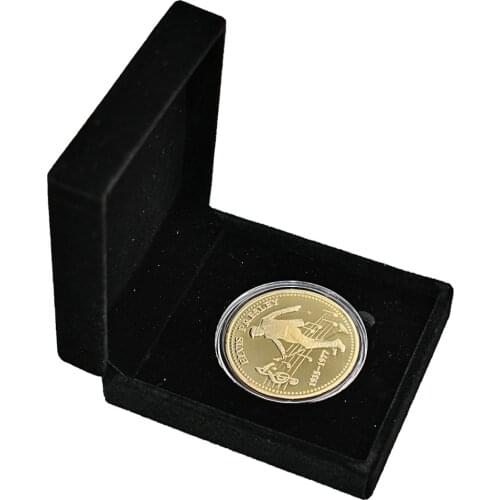 Elvis 24k Gold Plated Coin The King of Rock Commemorative Artwork with Gift Box Home Decoration Accessories Challenge Coin