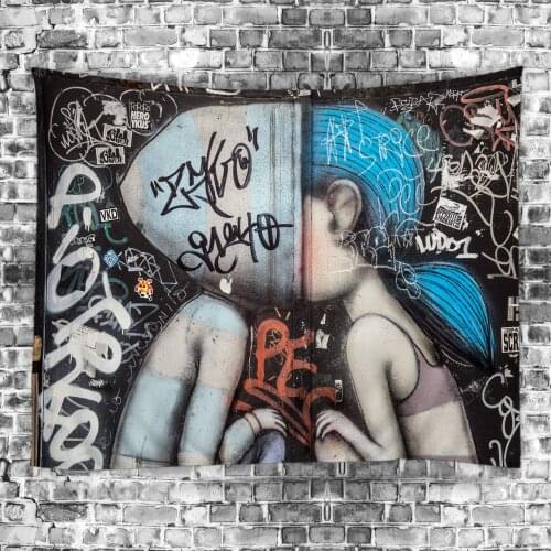 Hippie Girl Modern Decor Abstract Hip Hop Tapestries Bedroom Living Room Dorm Polyester Fabric