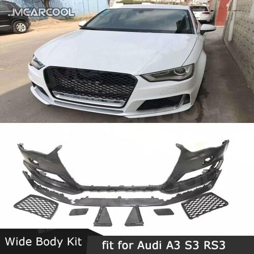PP Wide Body Kit Front diffuser Spoiler for Audi A3 S3 RS3 Style 2014-2016