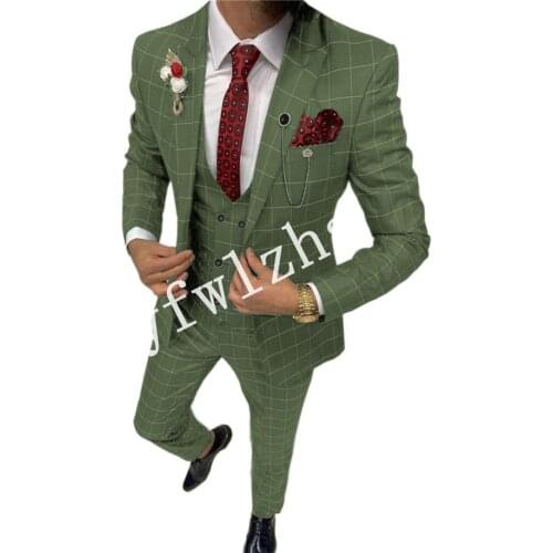 Handsome One Button Groomsmen Peak Lapel Groom Tuxedos Wedding Dress Men Suits Blazer Prom Dinner (Jacket+Pants+Tie+Vest) 200