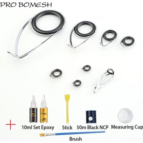 Pro Bomesh KL25 Spinning Guide Set 10ml Set Epoxy Resin NCP Thread Brush Measuring Cup Stick DIY Custom Fishing Rod Accessory