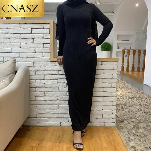 New Stylish Fall and Winter Design Ladies Knit Skirt Plus Size Long Women Maxi Under Dresses Abaya Knit Sweater Inner Dress