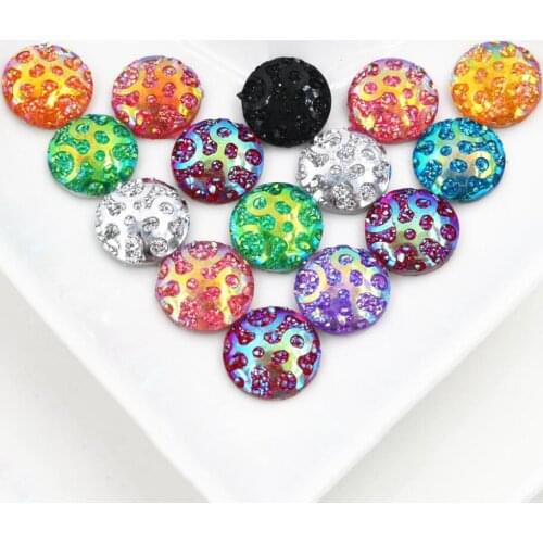 New New! 40pcs/Lot 12mm Mix AB Colors Flat back Resin Constellation Cluster Cabochons Fit 12mm Cameo Base Cabochons-V3-09