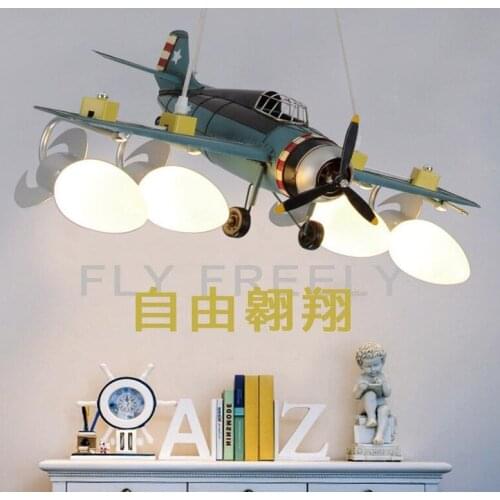 New Arrival Plane Pendant Light Bedroom Cartoon Led pendant lights LED Plane Lights Glass Steel Shade Iron E27 AC Remote Control