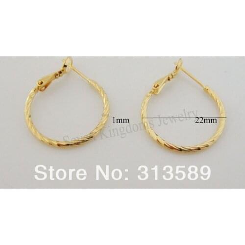MIN ORDER 10$ CAN MIX DESIGN /NEW GREAT CUTE 24K YELLOW GOLD GP SOLID FILL OVERLAY CARVED HOOP 0.87" EARRING/GREAT GIFT