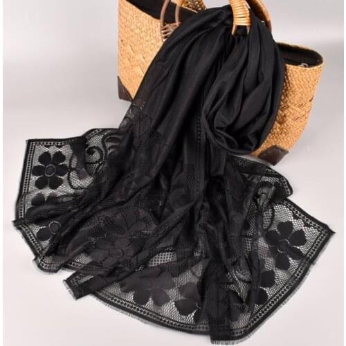 New Solid Lace Headband Spring and Summer Scarf Supply Muslim Hijab Women Cover