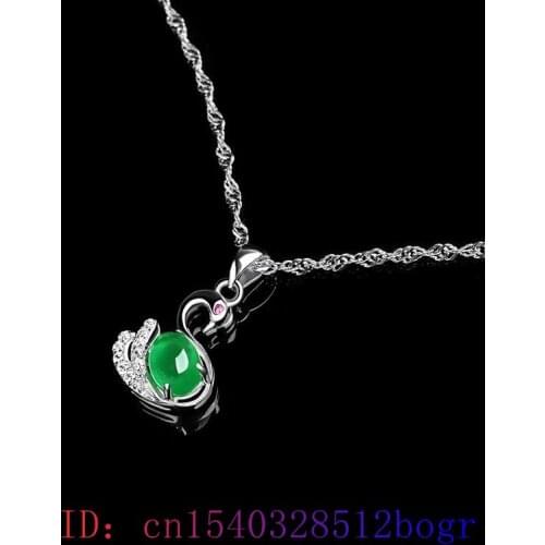 Jade Swan Pendant Necklace Jewelry Chinese Hetian Women 925 Silver Natural Chalcedony Charm Amulet Fashion Gifts