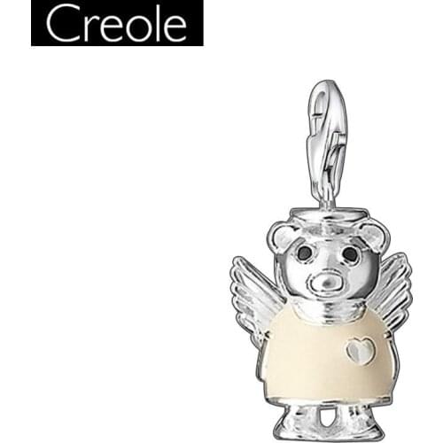 Charm Pendant Bear Angel,2018 Fashion Jewelry Cute Real Authentic 925 Sterling Silver Gift For Women Fit Bracelet