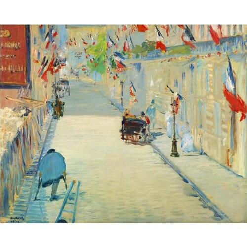 Full Square Round Diamond Painting The Rue Mosnier with Flags Manet Diamond Embroidery Sale Landscape Handicraft Decor for Home