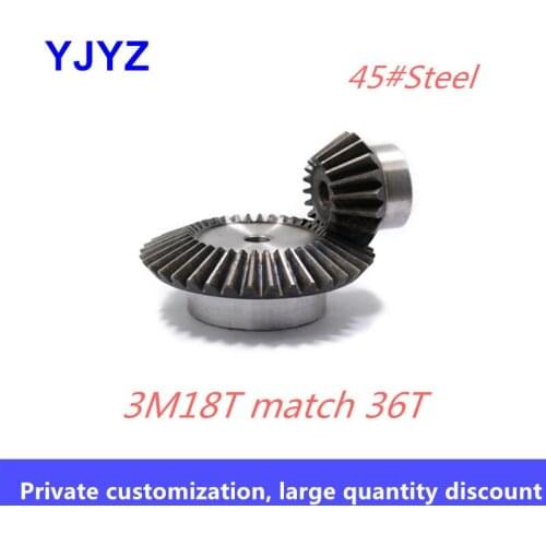 Precision bevel gear 1:2 speed ratio 90 degree transmission bevel gear 3M 18Teeth match 36Teeth 1pc