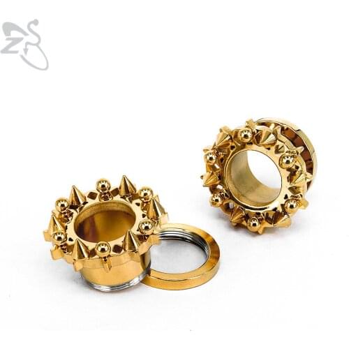 ZS 6-16MM 3 Colors Spike Ear Plug And Tunnel Unisex 316L Stainless Steel Ear Expander Stretcher Punk Ear Gauges Piercing Jewelry