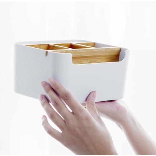 Youpin Bamboo Fibre Detachable Organiser Box Sub-grid Design Cosmetic Storage Box Portable Case for Bathroom