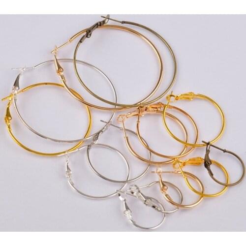 200pcs Mixed Size and Colors Earring Hooks Wire Settings Base Hoops Earrings For DIY Jewelry Making Supplies