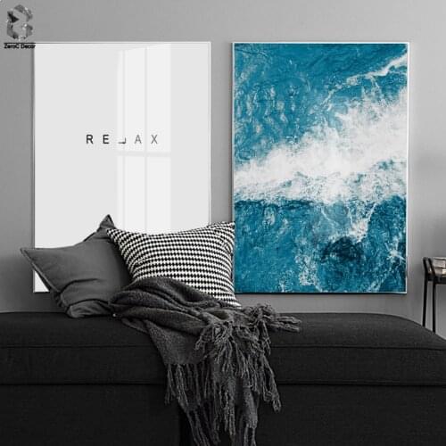 Modern RELAX Canvas Art Posters and Prints Nordic Wall Picture Sea Painting Home Decor for Living Room Decoration