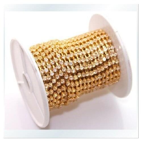 SS12 sparse crystal stone gold base 10yards/roll ,Rhinestone chain,garment accessories,15004B