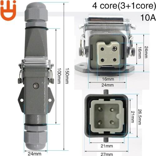 Heavy duty connector 4 core (3+1)5 core (4 +1)6 core (5+1)8 core (7+1) gas plug 250v-005-4 Connect the aviation plug to the hori