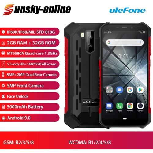 Ulefone Armor X3 Rugged Smartphone Android 9.0 5.5 inch Quad Core IP68 Waterproof 5000mAh 2G+32G Mobile Phone