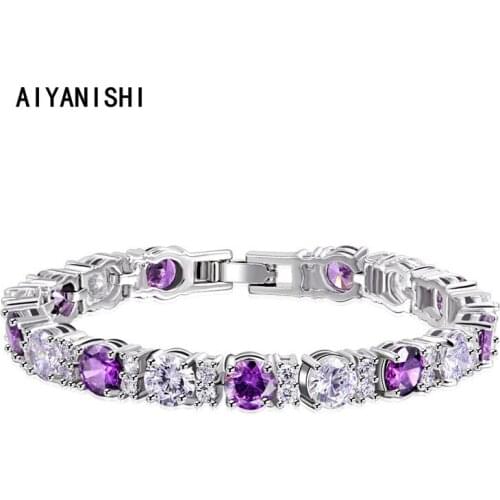 AIYANISHI Vintage 18K Gold Filled Lucky 6.5mm Bracelet for Female Tennis Bracelets For Women Hip Hop Accessories Wedding Jewelry