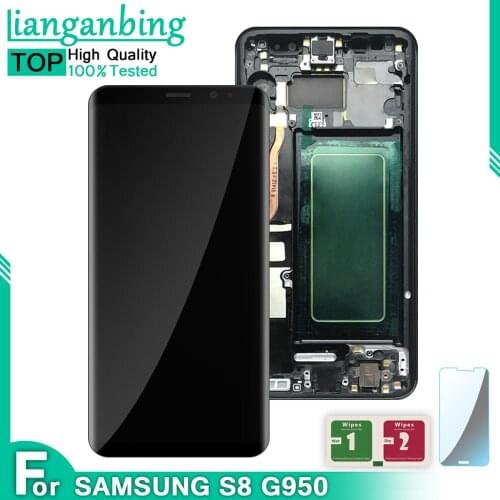 Super AMOLED LCD For Samsung Galaxy S8+ S8 Plus LCD G950F G950FD G9500 G950U Display Touch Screen Assembly Replacement + Frame