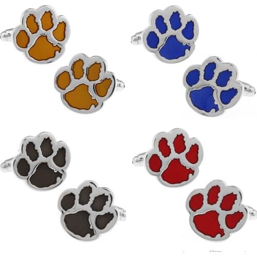 10pairs/lot Paw Print Cufflinks Copper Enamel Animal Dog Bear Footprint Cuff Links Mens Jewelry Accessory Wholesale
