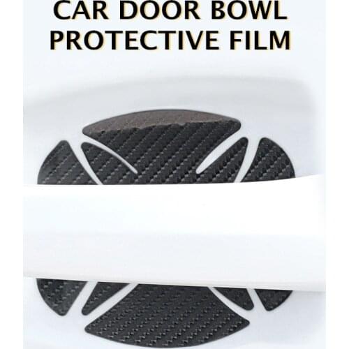 4pcs Universal Car Door Handle Bowl Anti-scratch TPU Carbon Fiber Protective Film Sticker Car Styling For Protection Accessories