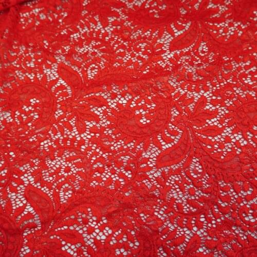 4 Ways Stretch Nylon fabric Red Paisley Hollowed out lace fabric for diy dress clothing Lace Robe By 1 yard