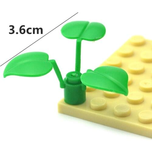 40PCS MOC Bricks 6255 Broadleaf Clover-lucky Grass Building Blocks Compatible with Lego Flower Plant Parts City DIY Assembles