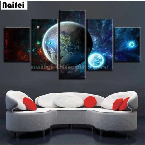 5pcs Diamond Painting Universe Earth Planet Full Square Round Diamond Pattern Embroidery Cross Stitch 5D Rhinestone Mosaic Art