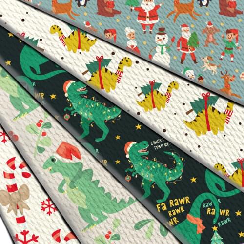 50*145cm Christmas Dinosaur Bullet Textured Santa Hat Liverpool Fabric For Baby Head Band Hair Dress Decoration