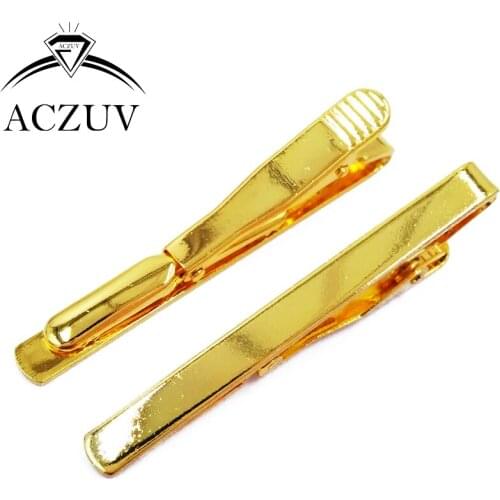 50pcs 5x55mm Copper Metal Gold Plated Tie Clips Base Backs Necktie Tie Bar TC003