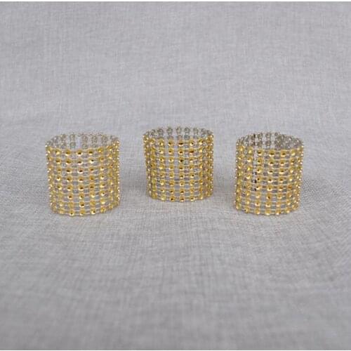 50Pcs/Lot Plastic Rhinestone Wrap Golden Napkin Ring New Napkin Rings Chair Buckle Hotel Wedding Supplies Home Talbe Decoration
