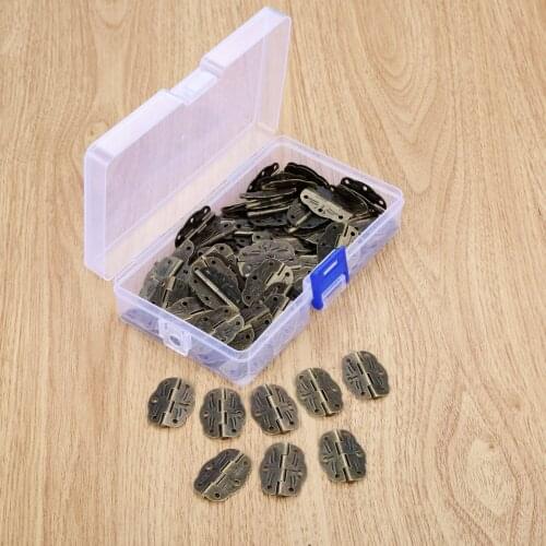 60pcs/box 6 Hole Jewelry Boxes Decorative Hinge 30*21mm Door Cabinet Furniture Hinges Furniture Fittings +Screws+Storage Box