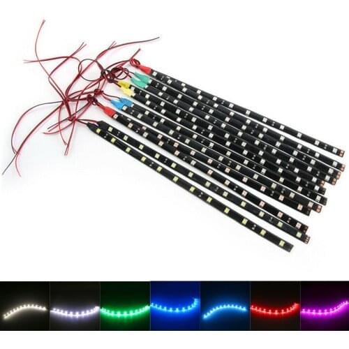 8PCS Amber Orange Car Motorcycle Auto Interior Waterproof Flexible Lighting 30cm 15 SMD LED 3528 Strip light 12V