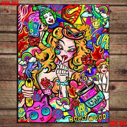 Diamond mosaic Cartoon doodle girl Full Square Round stones DIY Diamond Painting Cross Stitch Kits rhinestone Embroidery decor