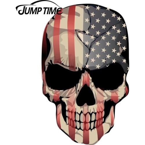 JumpTime 13cm X 8.1cm Car Stickers Punisher Skull Realistic American Flag Auto Moto Truck Racing Vinyl Sticker Decal Car Styling