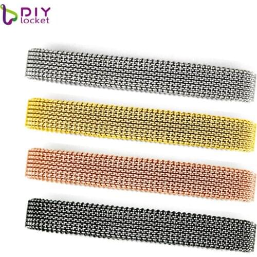 10pcs/lot 4 Colors 10mm Stainless Steel Stretchable Stainless Steel Mesh Bracelets Fit 10mm Charms LSBR055