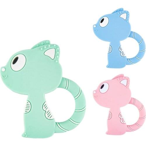 Chenkai 10PCS Baby Silicone Fox Teether Baby Chewable Nursing Pendant DIY Baby Nursing Necklace Chewable Pacifier Teething Gift