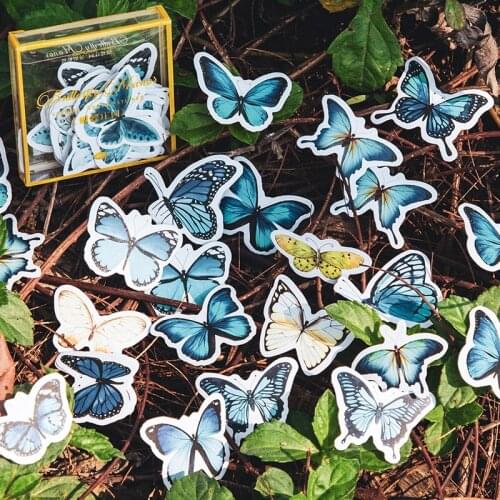 40Pcs Vintage Stationery Stickers Butterfly Diary Planner Decorative Journal Stickers Scrapbooking Stick Label DIY Craft Sticker