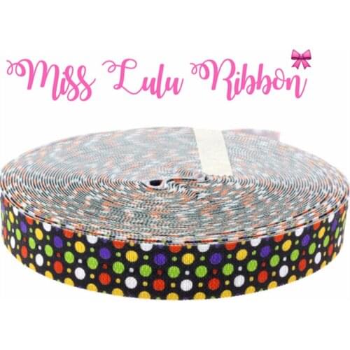 Geometric Series Ribbon 5/8" 16mm Polka Dot Printed Stretched Ribbon 10 Yards Per Roll HT01-PG022-00914