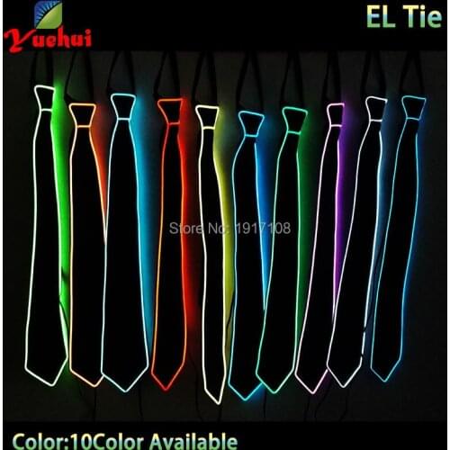 Hot 10 color twinkling Christmas decor EL Neck tie LED tie For Evening Party Decoration With DC-3V Sound active EL controller