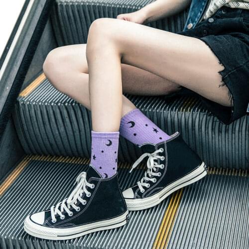 Letter Print Cotton Womens Socks Casual Streetwear Hip Hop Skateboard Long Socks Unisex Harajuku Solid White Black Crew Socks