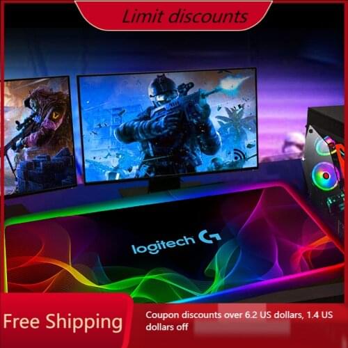 LED RGB Logitech Logo Gaming Mouse Pad Gamer Mousepad Keyboard Mause Pad Rubber No-slip Mouse Mat with Backlit Tapis De Souris