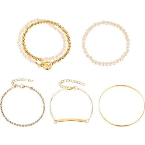 Personalized 5-Piece Beaded Bracelet Elegant Shell Tassel Bead Bracelet Map Bracelet Adjustable Jewelry for Women